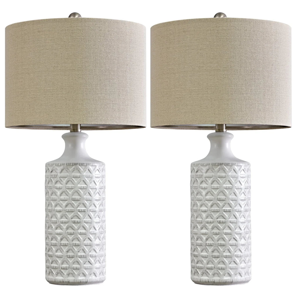 Oneach Ceramic Table Lamps for Living Room 24.75" Modern Farmhouse Bedside Nightstand Lamp Set of 2 for Bedroom