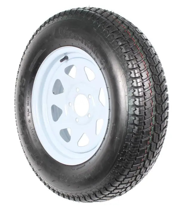 2-Pack ST205/75D15 Trailer Tires on White-Spoke Rims – LRC Rated, 5-Hole Mounting, 205/75-15 Size