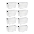 Sterilite - 70 Quart Ultra Latch Storage Box with White Lid & Clear Base (8 Pack)