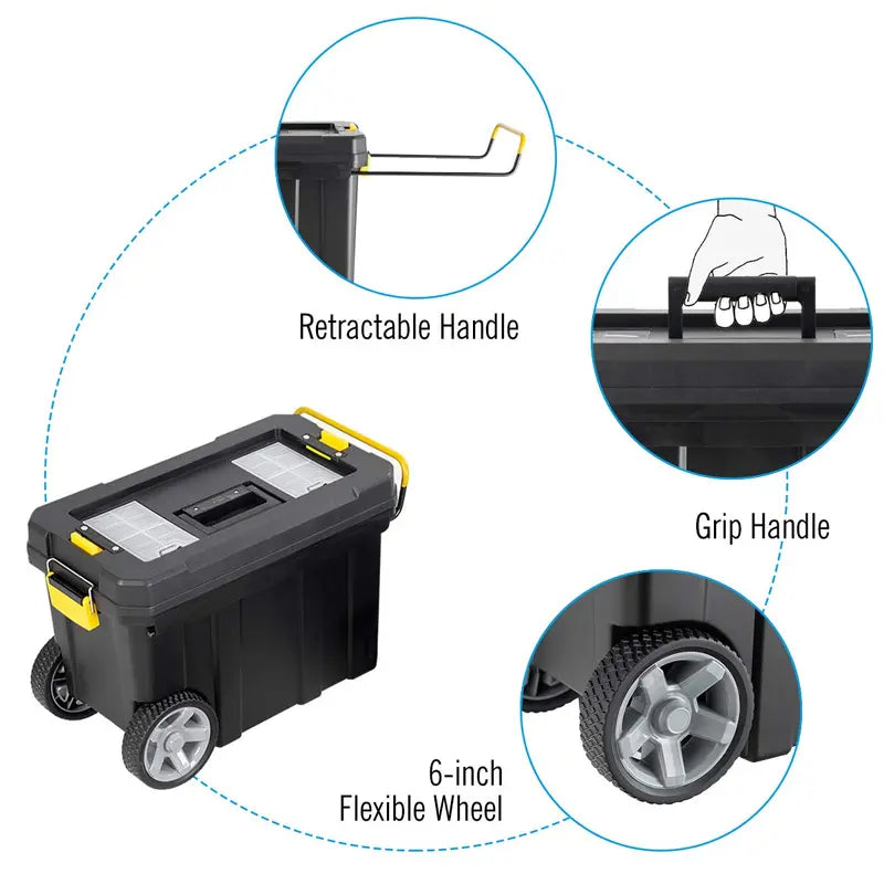 2-in-1 Rolling Toolbox – Modular Plastic Storage System with Wheels & Handles