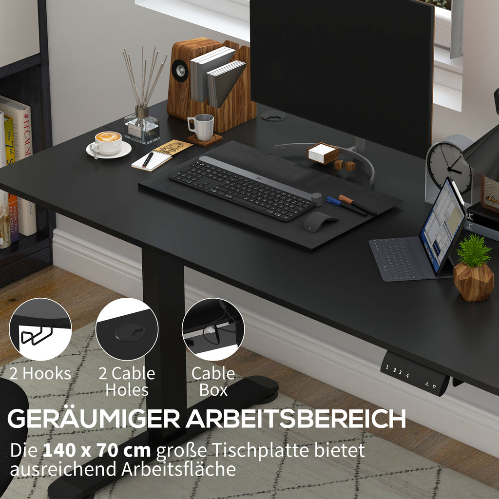 Vinsetto Stehpult höhenverstellbarer Computertisch Schreibtisch, 140 cm x 70 cm x 116 cm, Schwarz