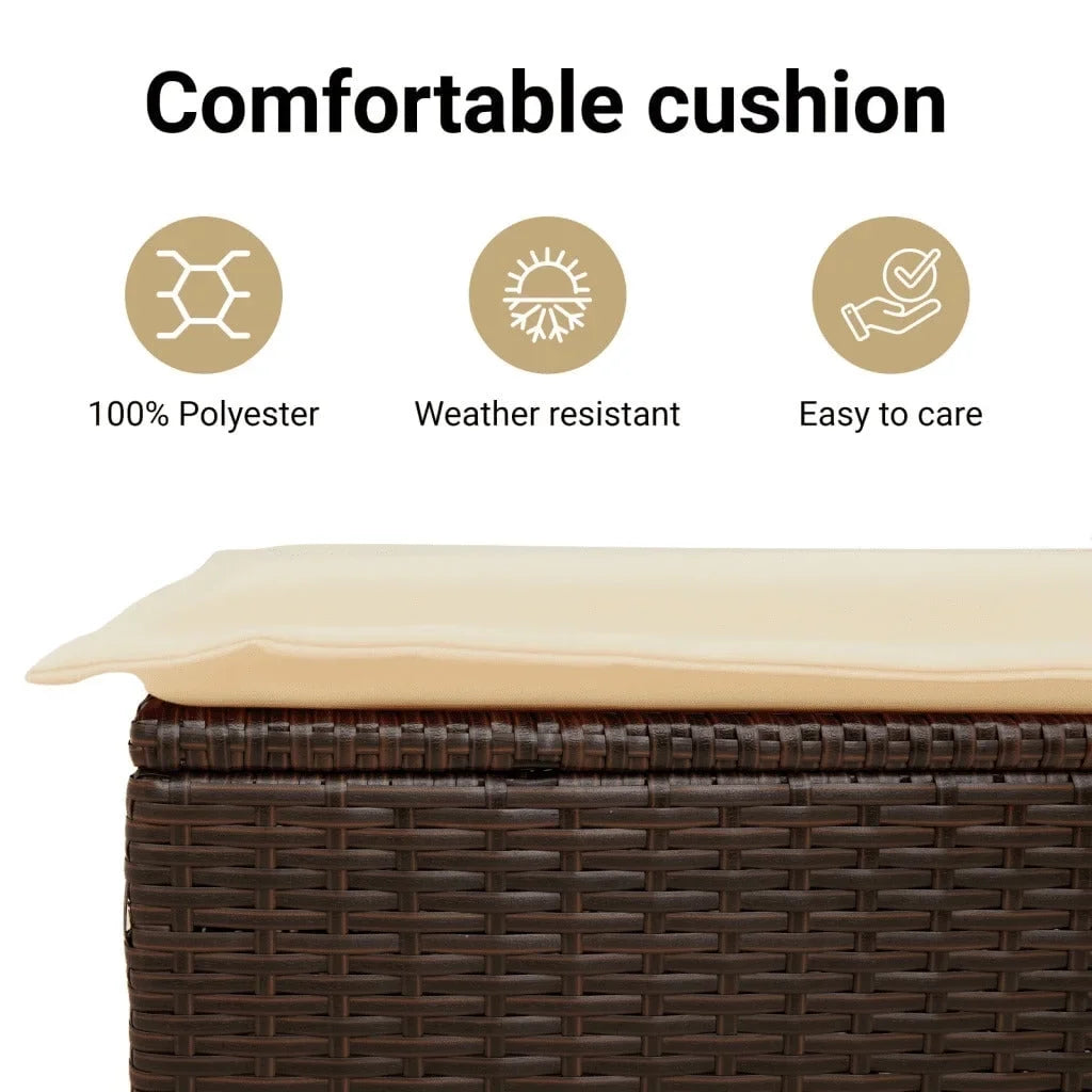 vidaXL Storage Bench with Cushion Outdoor Garden Seat Furniture Poly Rattan