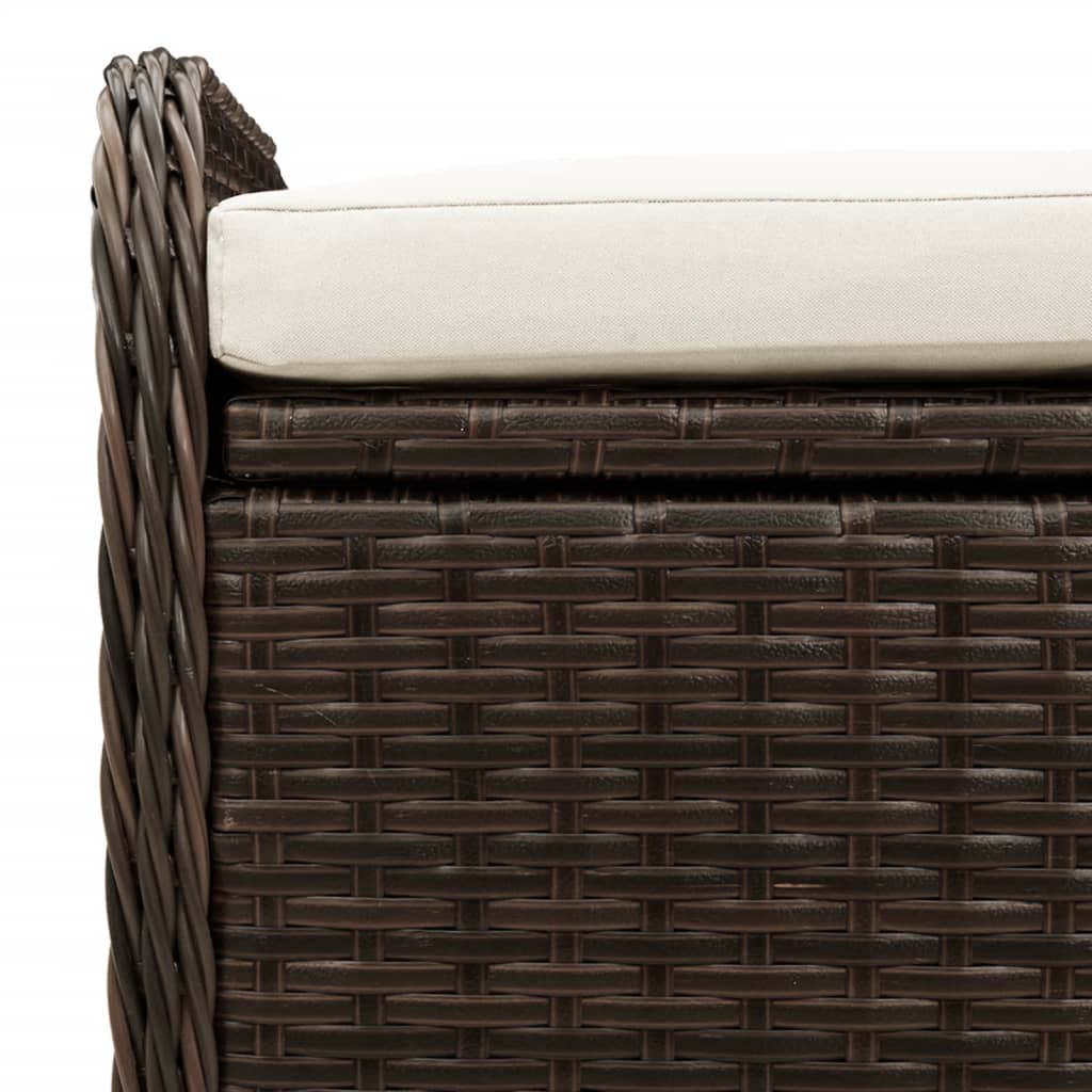 vidaXL Storage Bench with Cushion Outdoor Garden Seat Furniture Poly Rattan